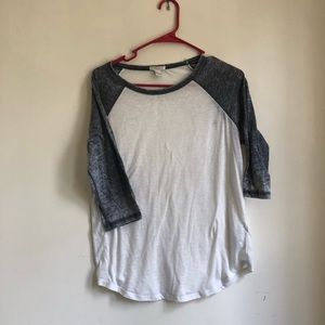 Grey and white baseball tee